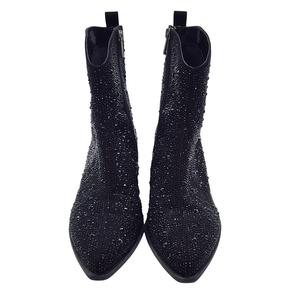 Jessica Simpson Womens Size 9.5 Oviedo Black Rhinestone Western Booties - Picture 4 of 10